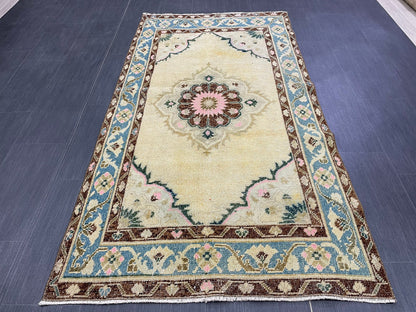 Handmade Oushak 3.5 x 6.7 Rug Handmade Rug Turkish Rug Hand Knotted Rug Muted Turkish Rug, Farmhouse Rug, Vintage Rug, Wool rug