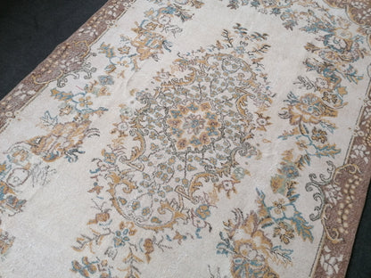 Large oushak rug, turkish oushak rug, vintage rug 10x6 feet vintage oushak rug, unique hand made rug, kitchen rug bohemian rug