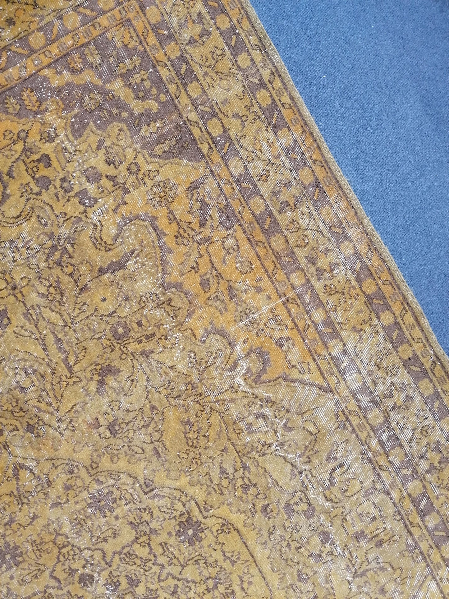 7x10 vintage oushak rug, large turkish rug, hand made wool rug, living room rug, rustic unsual tribal rug retro style,