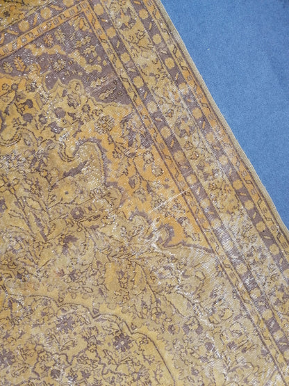 7x10 vintage oushak rug, large turkish rug, hand made wool rug, living room rug, rustic unsual tribal rug retro style,