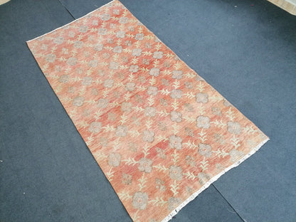 Oushak turkish rug, vintage turkish rug,oushak vintage rug,vintage rug,kitchen rug, vintage anatolian rug,unique hand made bohemian 8'4x4'4