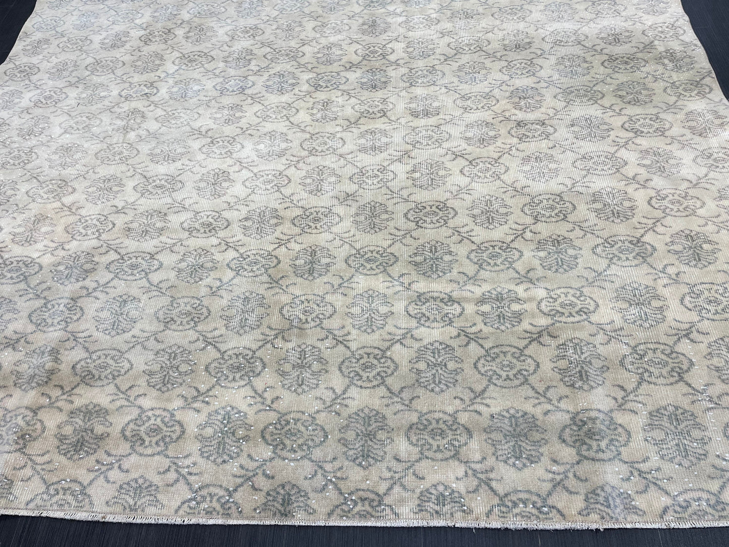 Muted RUG TURKISH 7.4 x 12 Rug Vintage Rug Natural Wool Oushak Rug Handmade Persian Rugs Vintage Turkish Rug Neutral Oriental rug