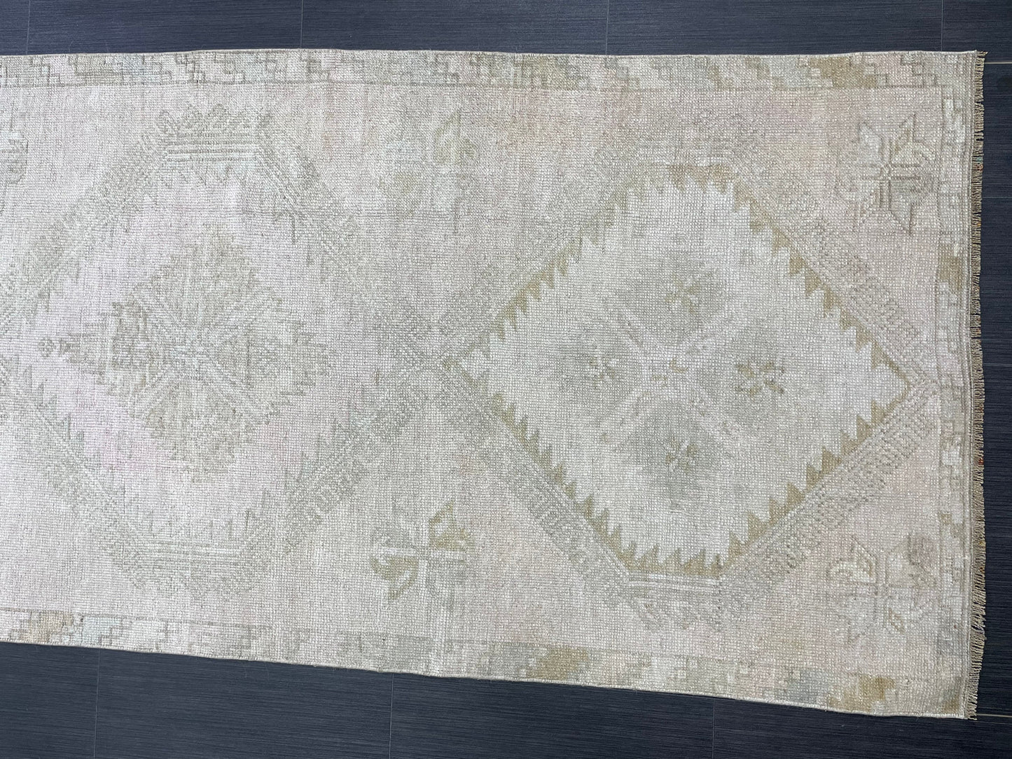 Muted Oushak Runner 3.2 x 12.5 Rug Turkish Runner Rug Vintage Runner Rug Hallway Runner Rug Kitchen Runner Rug Wool Runner Rug