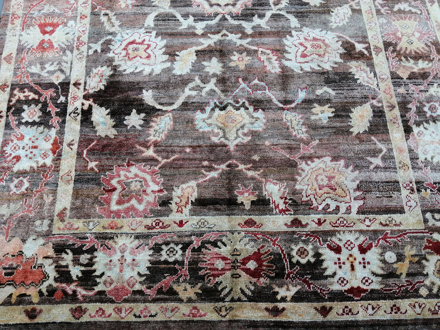 OUSHAK RUG, TURKISH Oushak Rug, Vintage Oushak Rug Wool Oushak Rug Dark Hand Made Rugs, Authentic Oushak Rug