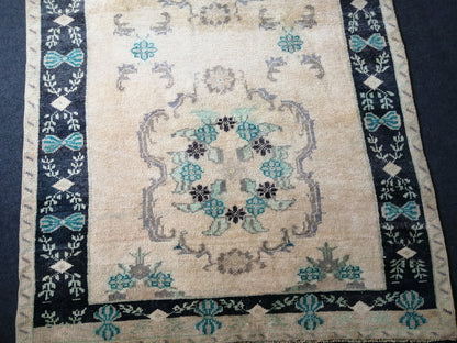 12.2 x 4.6 ft Oushak Runner Rug Turkish Runner Rug Vintage Runner Rug Hallway Runner Rug Kitchen Runner Rug Wool Runner Rug High Pile Rug