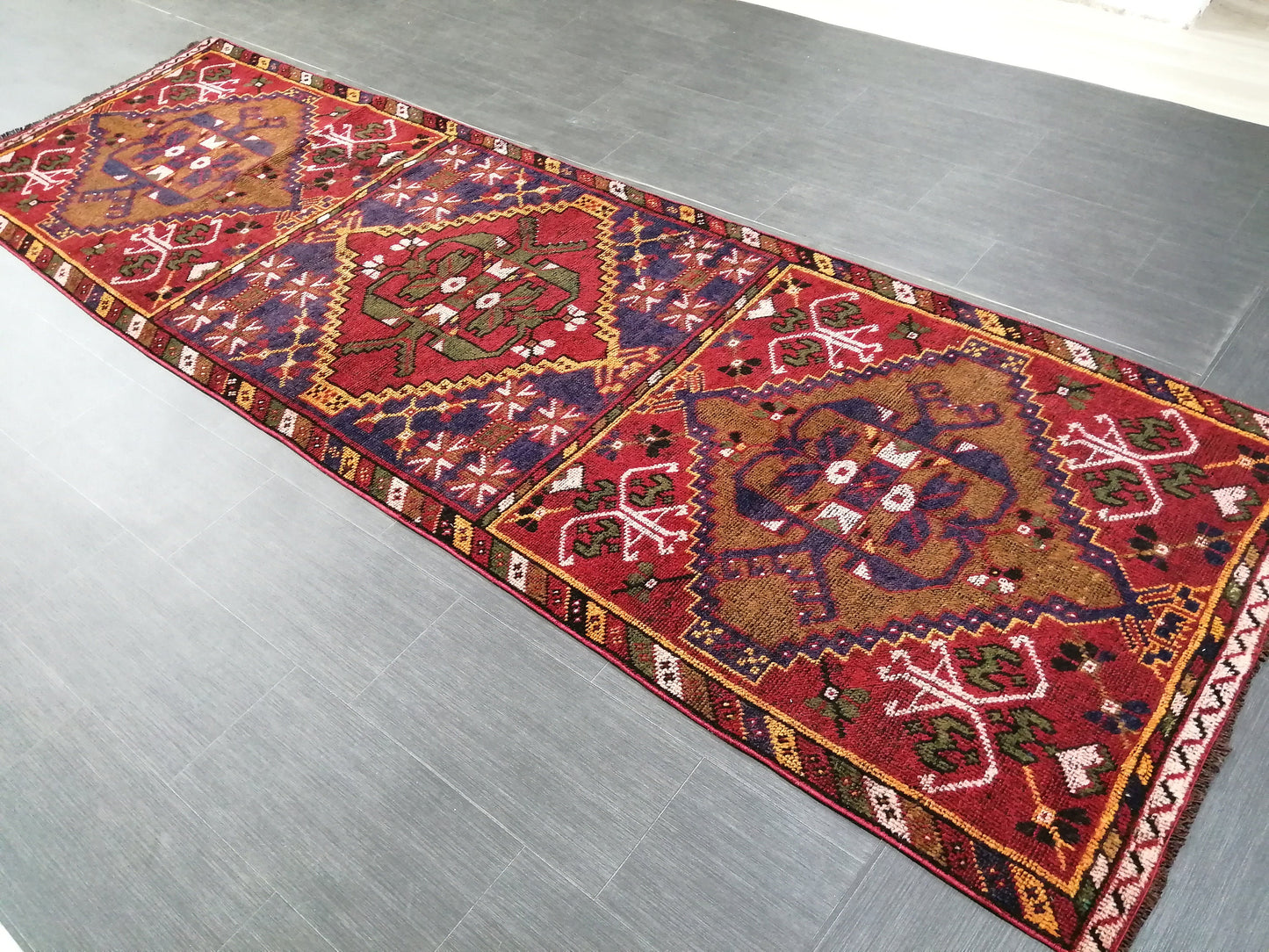 10.9 x 3.3 Oushak Runner Rug Turkish Runner Rug Vintage Runner Rug  Hallway Runner Rug Kitchen Runner Rug Wool Runner Rug Wool Oushak Rug