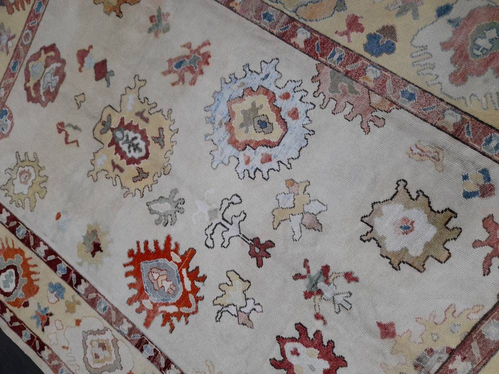 8.4 x 11 Muted OUSHAK RUG TURKISH Oushak Rug Muted Oushak Rug Vintage Rug Wool Oushak 9x12 Rug Hand Made Rug Authentic Oushak Rug