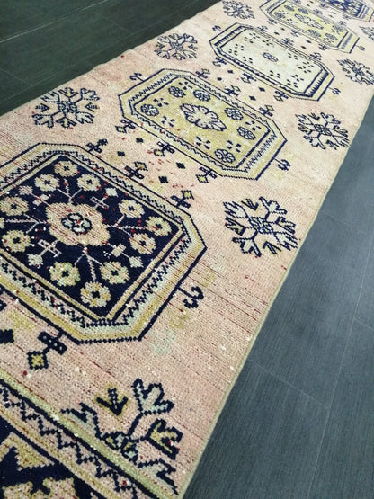 Distressed Turkish Runner Rug 10.3 X 2.4 Vintage Runner Rug Hallway Runner Rug Kitchen Runner Rug Wool Runner Rug Wool Oushak Rug