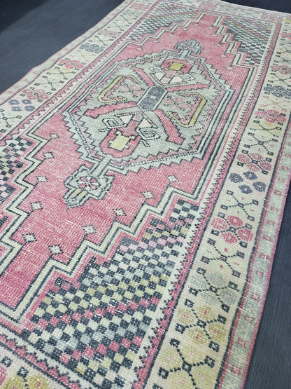 3.4 x 6.6 OUSHAK RUG, TURKISH Oushak Rug, Vintage Oushak Rug, Vintage Runner Rug, Wool Oushak Rug, Handmade Rugs, Vintage Turkish Rug