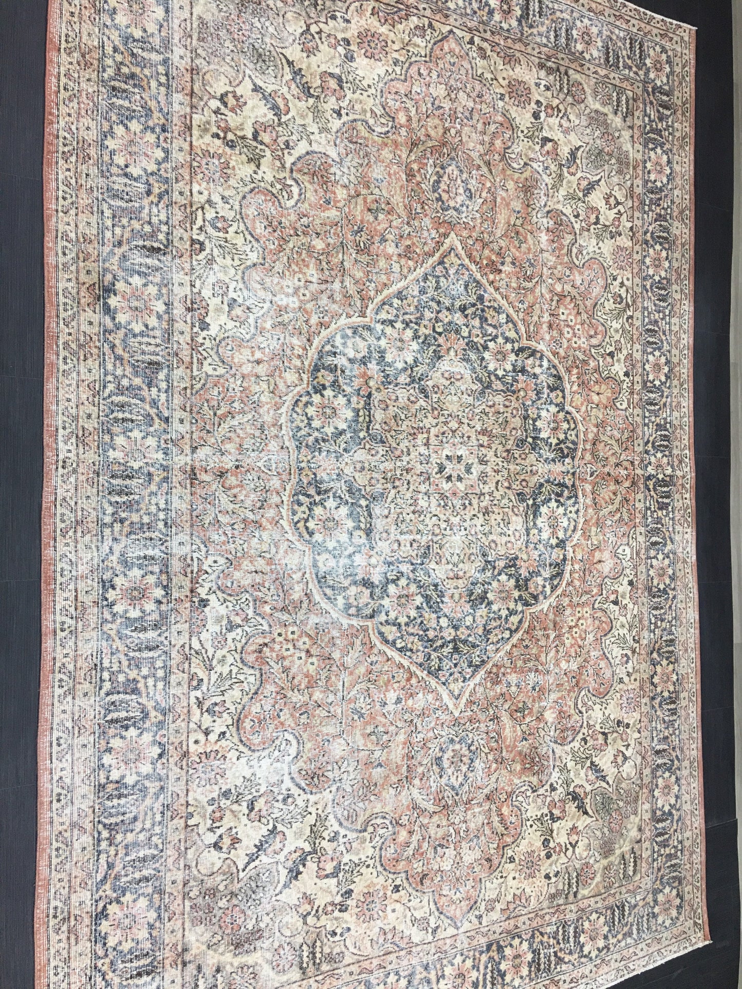 Muted Large Handmade RUG 7.8 x 11.8 TURKISH Rug Vintage Oushak Rug Muted Vintage Rug Wool Persian Rug Hand Knotted Rug Vintage 8x12 Rug