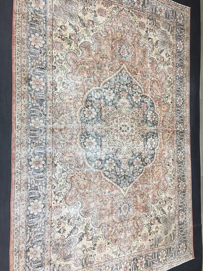 Muted Large Handmade RUG 7.8 x 11.8 TURKISH Rug Vintage Oushak Rug Muted Vintage Rug Wool Persian Rug Hand Knotted Rug Vintage 8x12 Rug