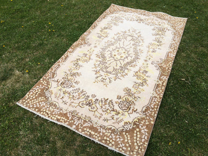 VINTAGE RUGS, TURKISH Rugs, Antique Rug, Oushak antique Rug, Hand woven Rug, Weaving Rug, Muted Rug, Kitchen Rug, Eclectic rug, Wool Rugs