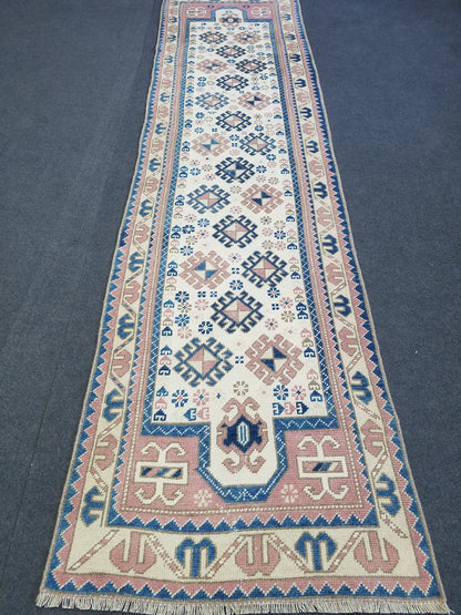 2.3 x 9 turkish runner rug - vintage runner rug, oushak  handmade rug - kitchen rug
