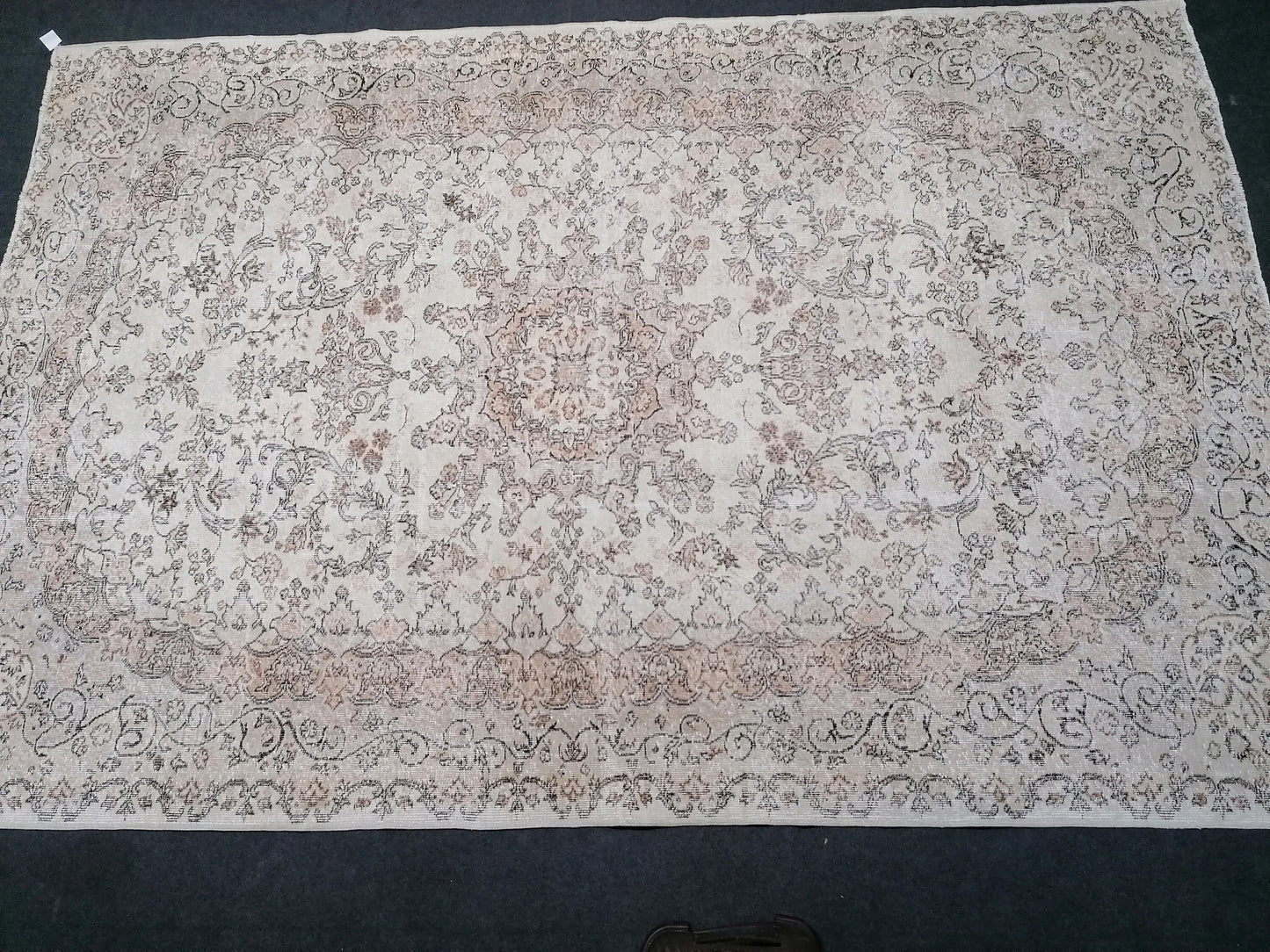 Oushak turkish rug 7.2 x 10.7 large wool rug, vintage knotted rug