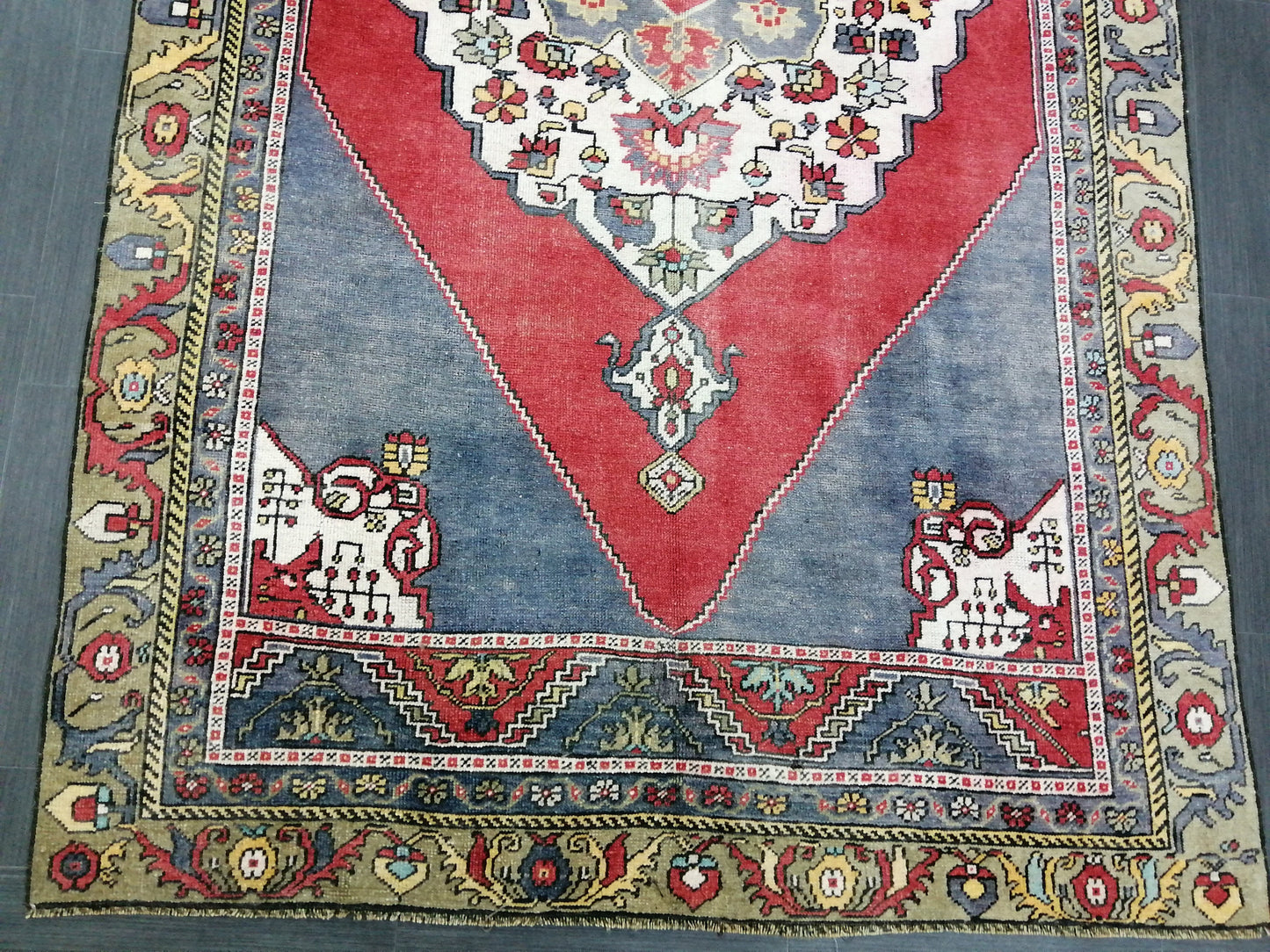 Vintage OUSHAK RUG TURKISH 9x5 Oushak Rug Vintage Oushak Runner Rug Vintage Runner Rug Wool Oushak Rug Hand Made Rugs Vintage Rug
