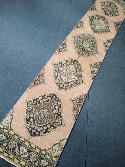 13.4 x 2.6 Vintage Oushak Runner Rug Turkish Runner Rug Vintage Runner Rug Hallway Runner Rug Kitchen Runner Rug Wool Runner Rug Wool Oushak