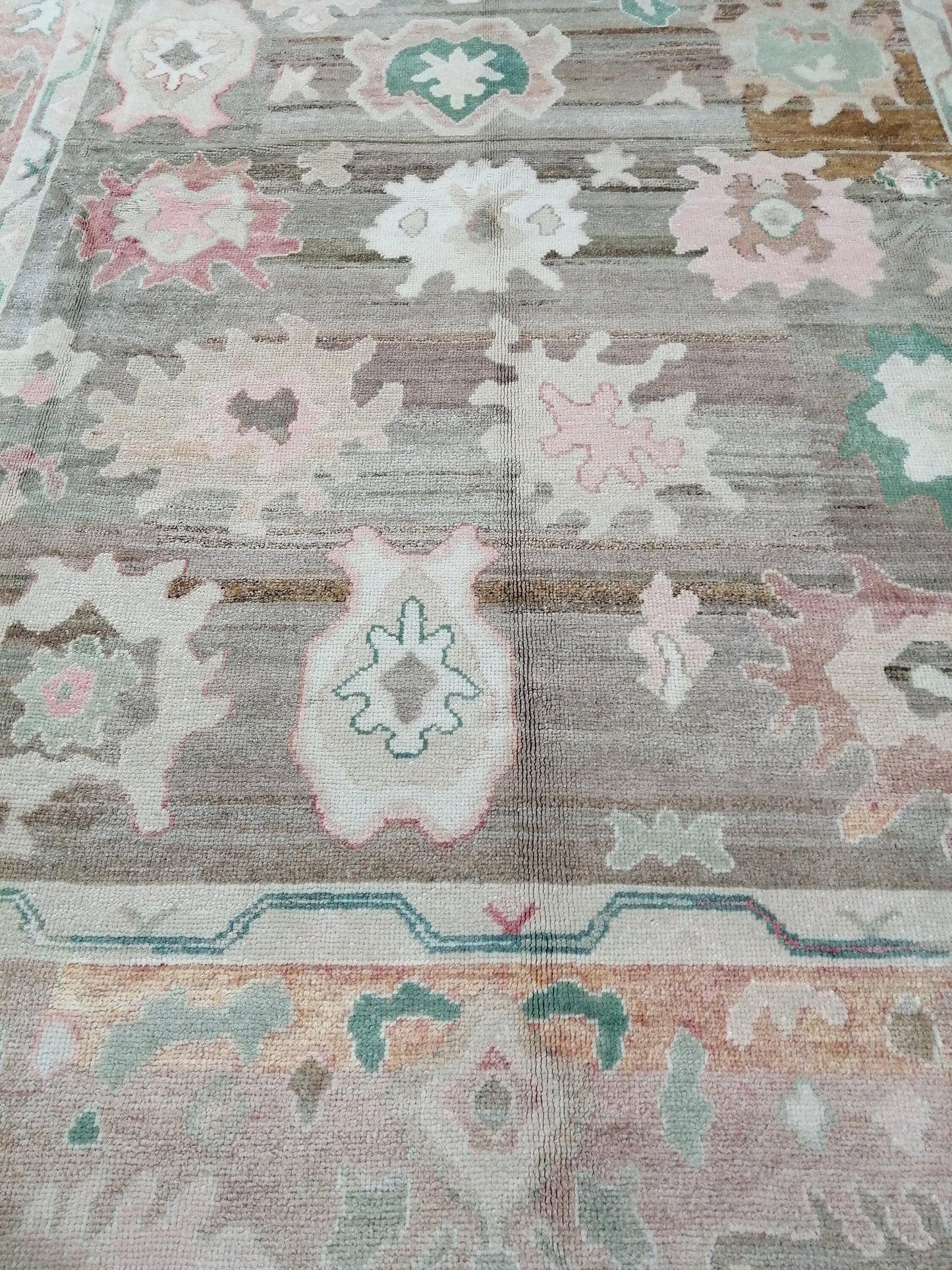 12 x 8.9 Vintage Muted  OUSHAK RUG, TURKISH Oushak Rug,  Wool Oushak Rug Hand Made Rugs, Vintage Oriental Rug