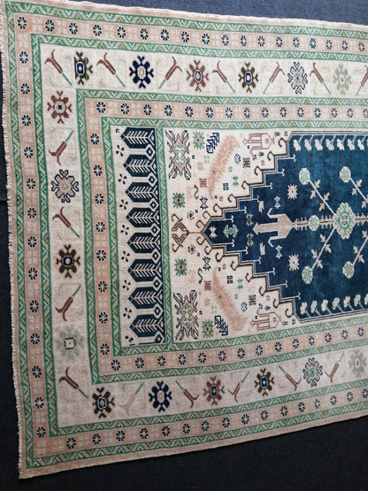 BLUE Rug 4.8 x 6.8 Hand Made Rug, Oushak Rug, QUALITY Rug, Bohemian Rug, Rug Runner, Turkish Rug, Farmhouse Rug, Vintage Rug, Wool rug