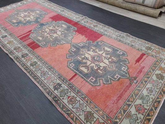 Muted Vintage Runner Rug 4.8 x 11 Oriental Runner Rug muted Turkish Runner Rug Hallway Runner Rug Kitchen Runner Rug Wool Runner Rug