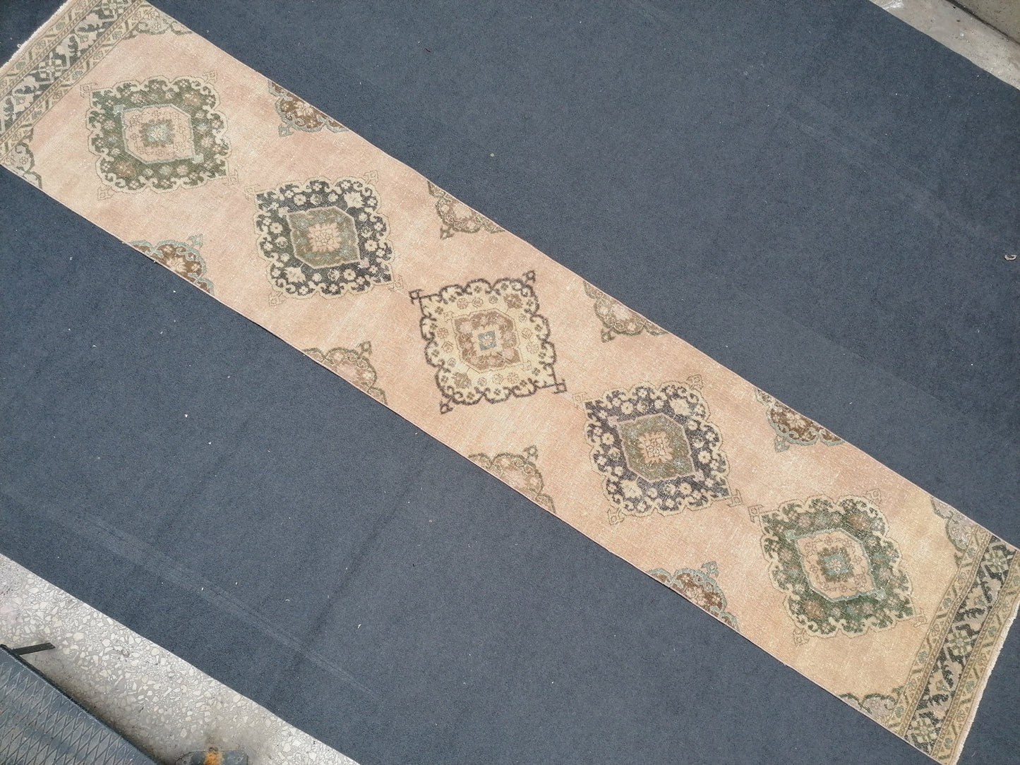 13'x2'8 runner rug, vintage turkish runner rug, oushak vintage runner rug, vintage runner rug,kitchen runner rug, vintage anatolian rug