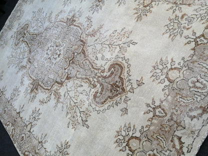 6.2 x 9.9 Vintage Rugs TURKISH HAND MADE Rugs Vintage Turkish Rugs  Muted 6x10 Rug Neutral Turkish Oushak Rug Vintage Oushak Rug, Wool Rug