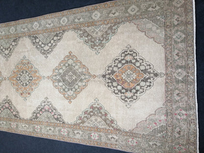 12.7 x 5 Oushak Runner Rug Turkish Runner Rug Vintage Runner Rug Hallway Runner Rug, Muted Oushak Rug, Vintage Turkish Rug