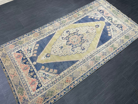 OUSHAK RUG TURKISH Vintage 3.5 x 7 Rug Vintage Oriental Rug Vintage Rug Wool Hand Knotted Rug Hand Made Rugs Vintage Turkish Rug