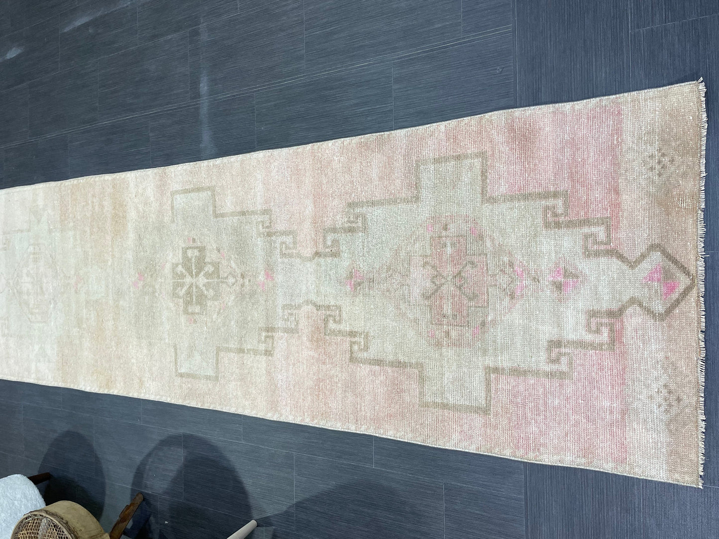 Antique Runner Rug, Persian2.8 x 12.7 Runner Rug, Wool Oushak Runner Rug, Long Turkish Runner Rug, Kitchen Runner Rug, Hallway Runner