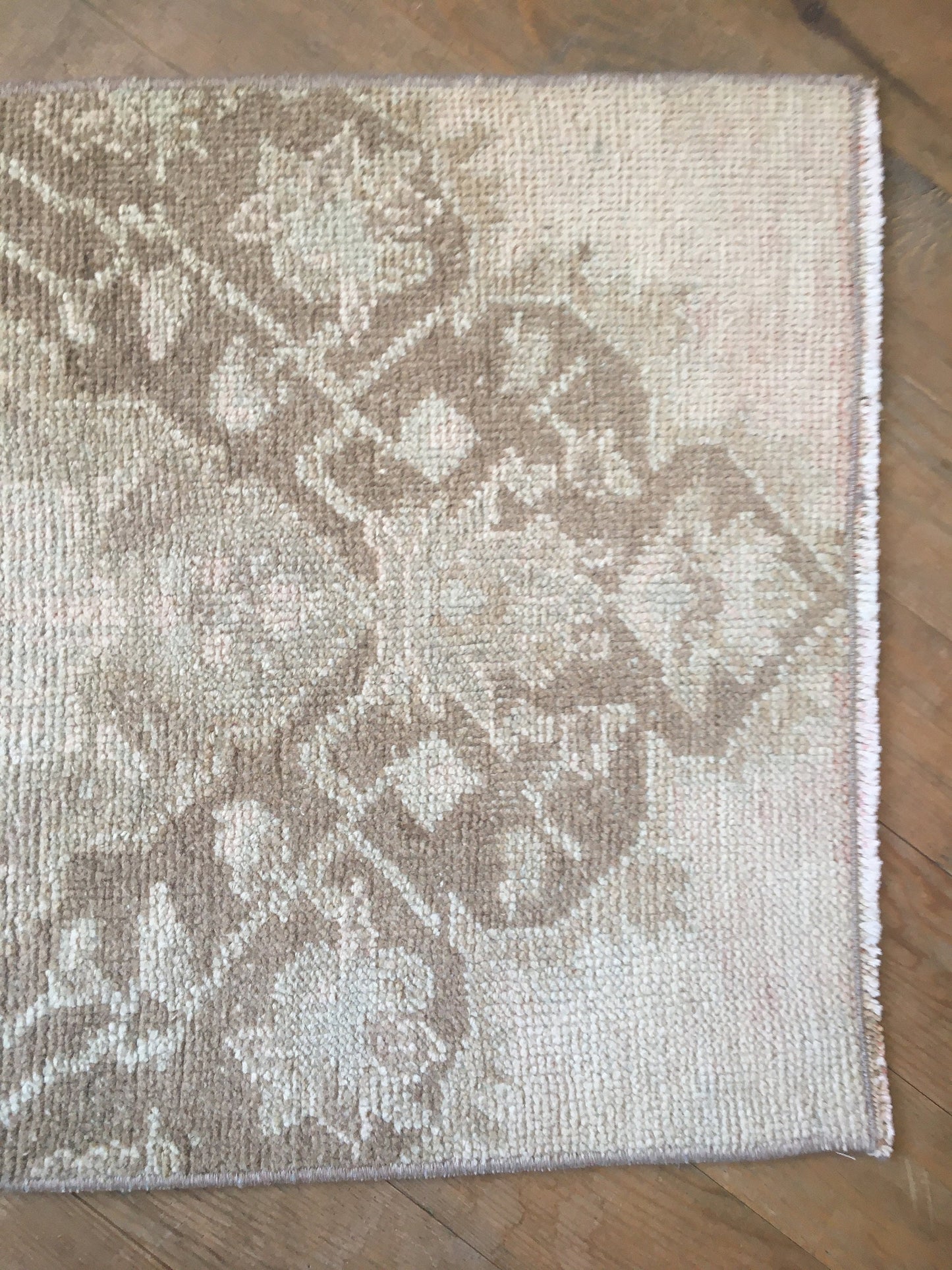 1.6x2.8 feet oushak turkish bedroom small rug, vintage kitchen rug, bohemian anatolian rug, handmade brown natural mini rug, living room rug