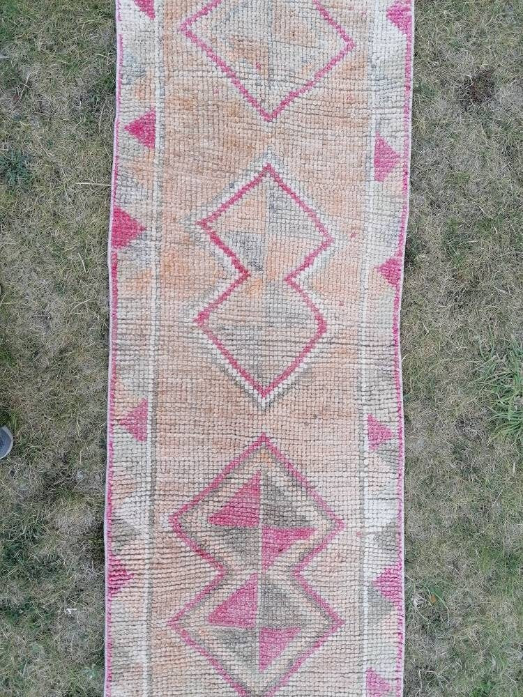 12.2x2.3 muted high pile wool runner rug vintage oriental runner caucasian runner rug