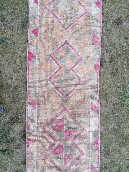 12.2x2.3 muted high pile wool runner rug vintage oriental runner caucasian runner rug