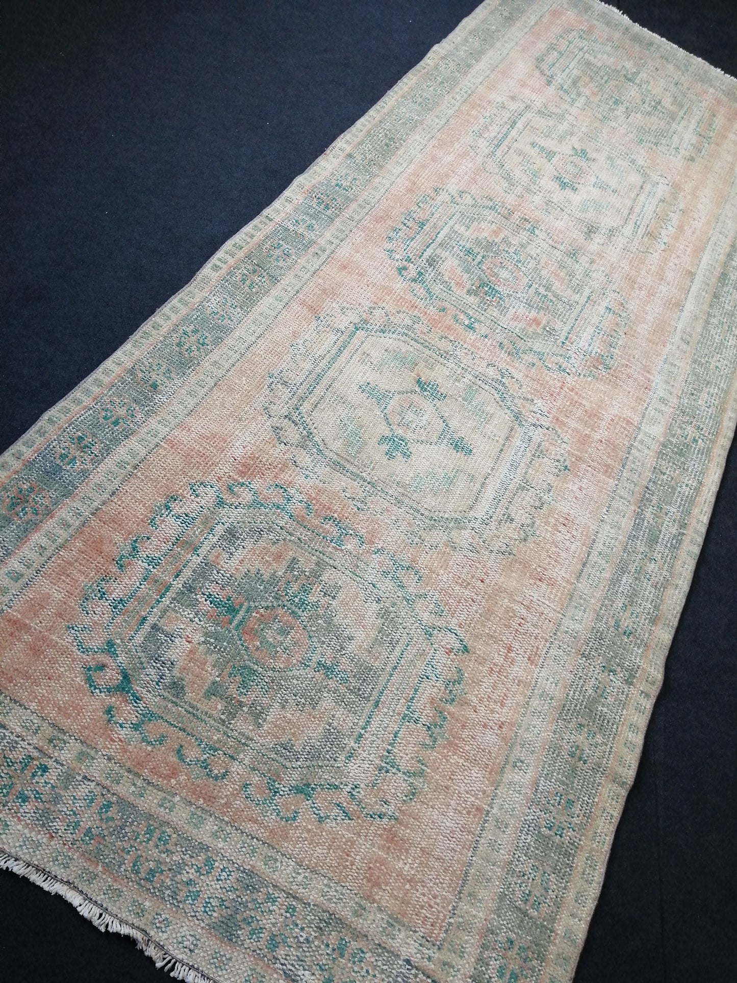 11.2 x 4.3 Muted Oushak Runner Rug Turkish Runner Rug Muted Vintage Runner Rug Hallway Runner Rug Kitchen Runner Rug Wool Runner Rug
