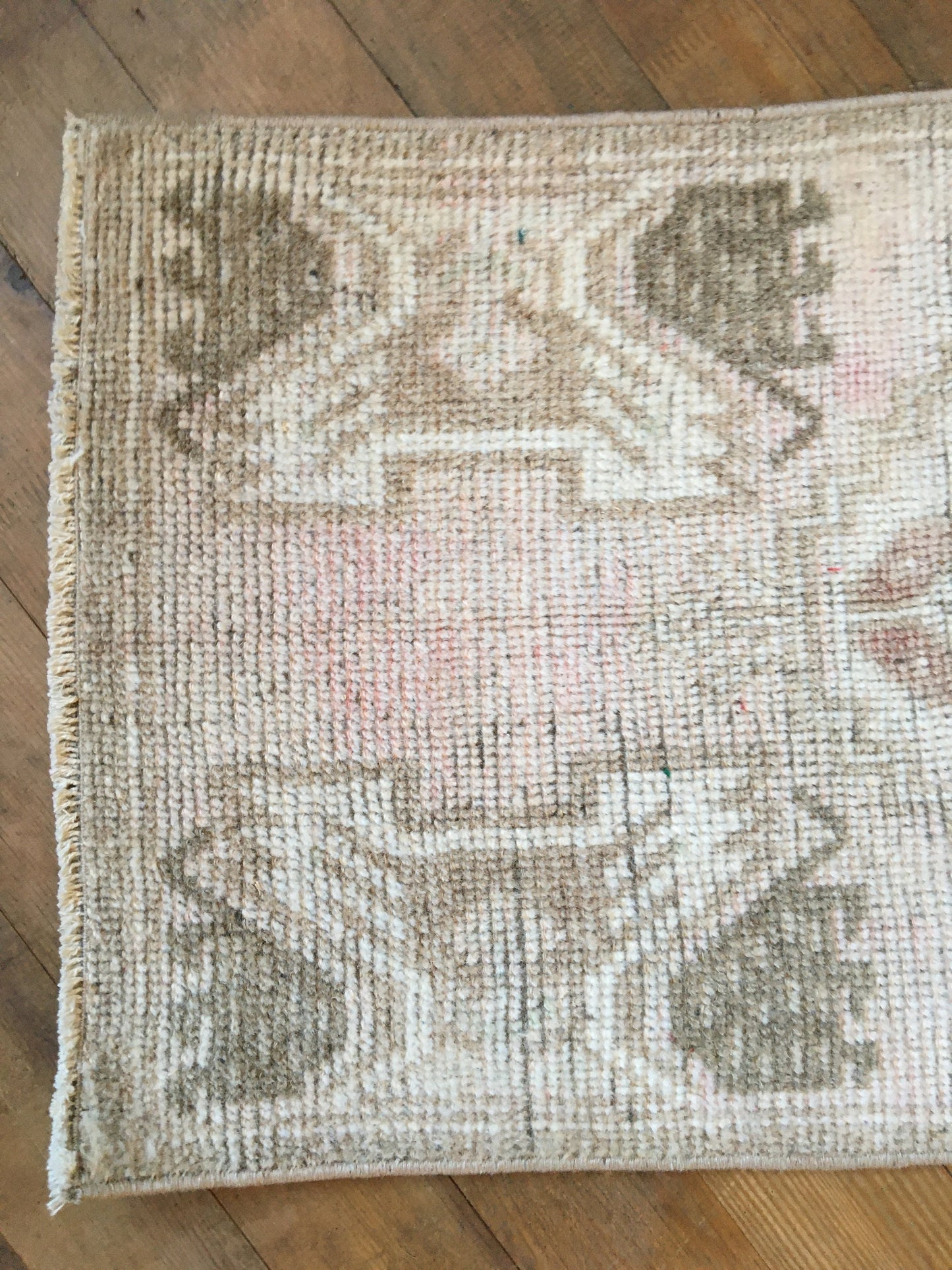 1.4x3.4 feet grey mini turkish rug, handmade brown bedroom area rug, bath mat mini rug, bathroom small rug, oushak kitchen rug, hallway rug