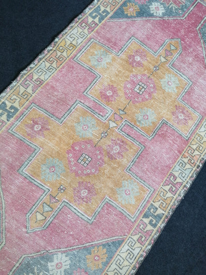 Turkish Rug Oushak Rug 4x8 Vintage Rugs, Wool Handmade Runner Rugs, Runner Rug, Vintage Rug, Hand Made Rug 4x8 Runner Rug