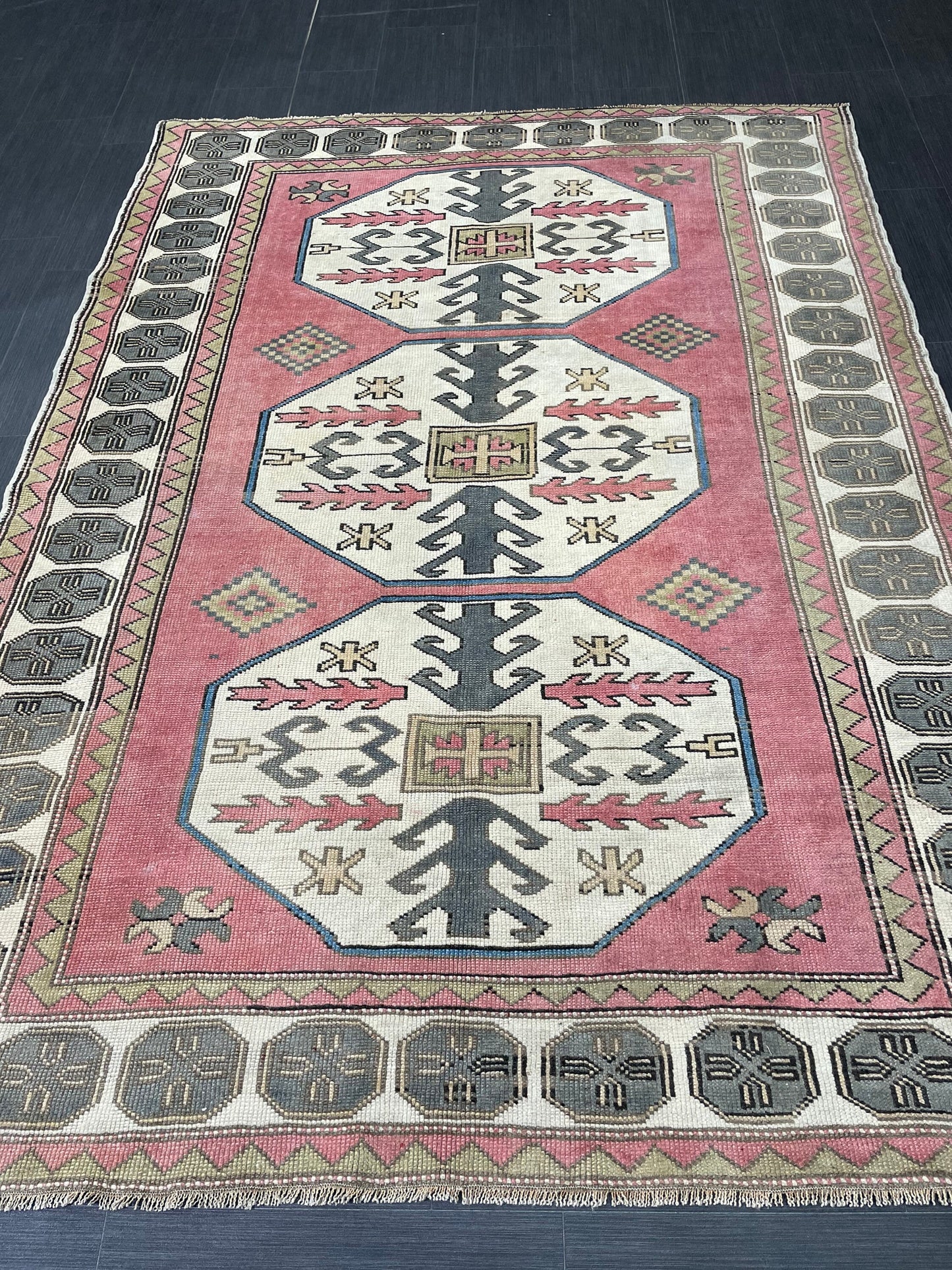 Turkish Rug 5.4 x 7.4 Oushak Rugs, Wool Oriental Rug,Persian Runner Rug Hand Knotted Rug, Vintage Rug, Hand Made Rug  Oriental Rug