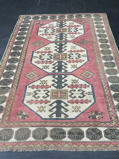 Turkish Rug 5.4 x 7.4 Oushak Rugs, Wool Oriental Rug,Persian Runner Rug Hand Knotted Rug, Vintage Rug, Hand Made Rug  Oriental Rug