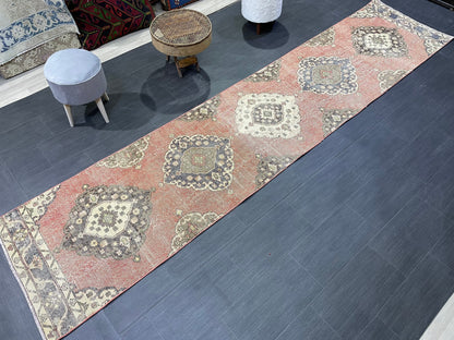 Oushak Runner Rug, Vintage Runner 2.9 x 12.5 Rug, Hallway Runner Rug, Kitchen Runner Rug Wool Runner Rug Wool Oushak Rug