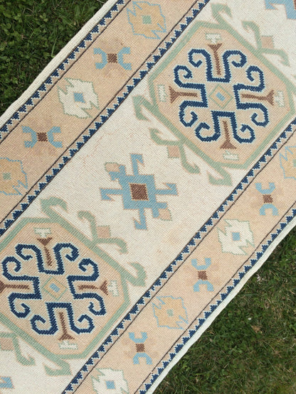 Muted Vintage Runner 3x11 Oushak RUNNER Rug, Turkish Rug, Hallway Runner Rug, Oushak Rug, Oushak Runner Rug, Wool Runner Rug, Faded Runner