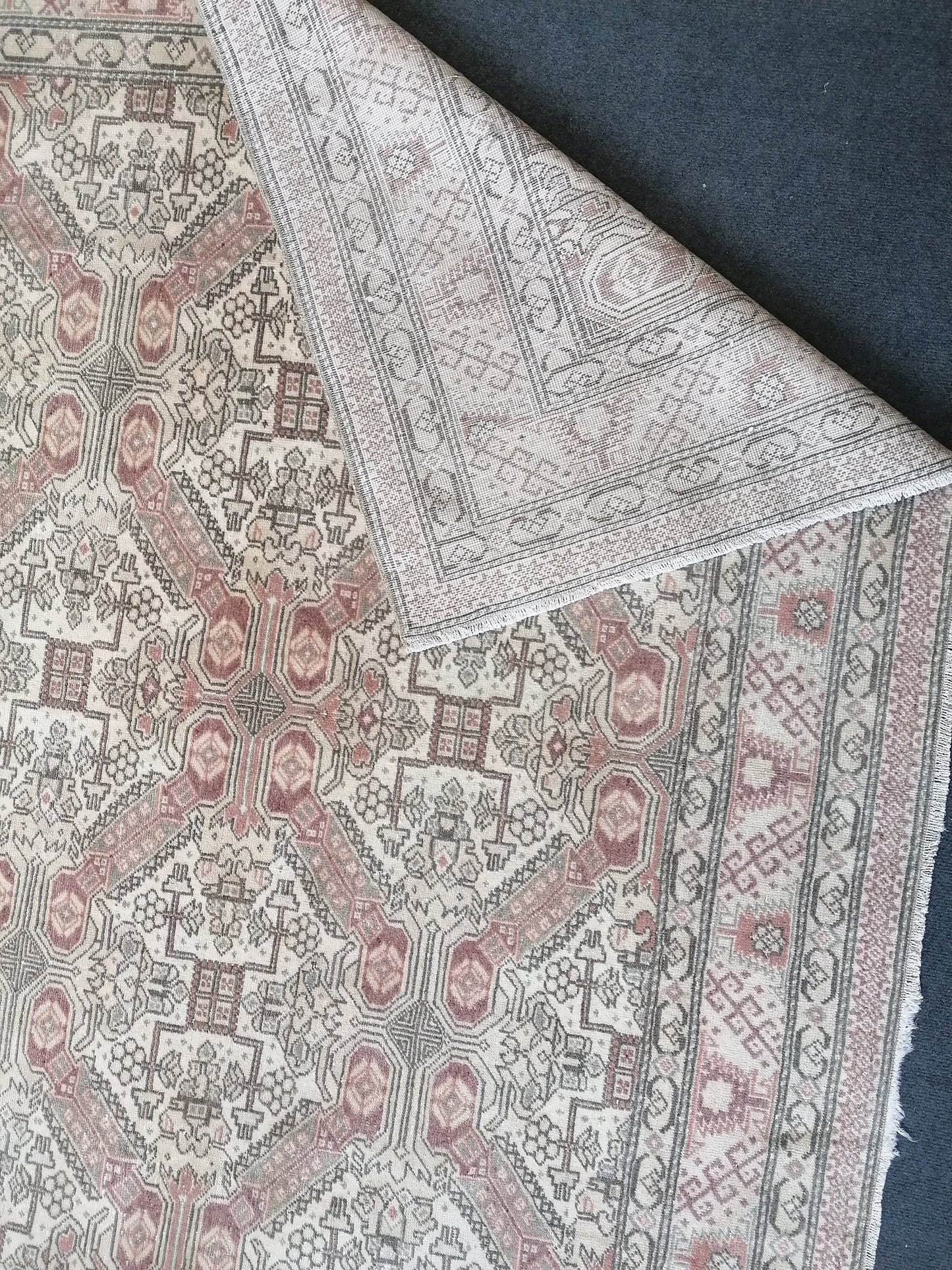 Larger vintage rug 6’4x9’5 oushak rug, vintage anatolian rug,kitchen rug unique hand made rug