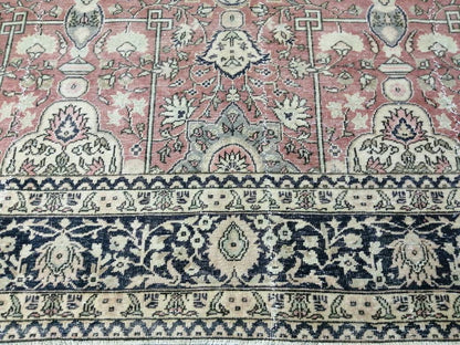 Muted Persian RUG 7.7 x 11 Turkish Oushak Rug Vintage Antique Rug Vintage Blue Pink Rug Wool Muted Oriental Rug Hand Made Rug