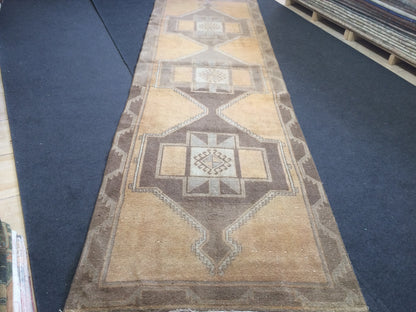 12.2 x 3.8 Oushak Runner Rug Turkish Runner Rug Neutral Vintage Runner Rug Hallway Runner Rug Muted Kitchen Runner Rug Wool Runner Rug Wool