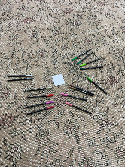 Large Floral 8.2 x 11.4 Rug OUSHAK RUG Distressed Rug 8x12 Vintage Handmade Rugs Hand Knotted Turkish Rug Soft Pink Rose Pink Light Pink