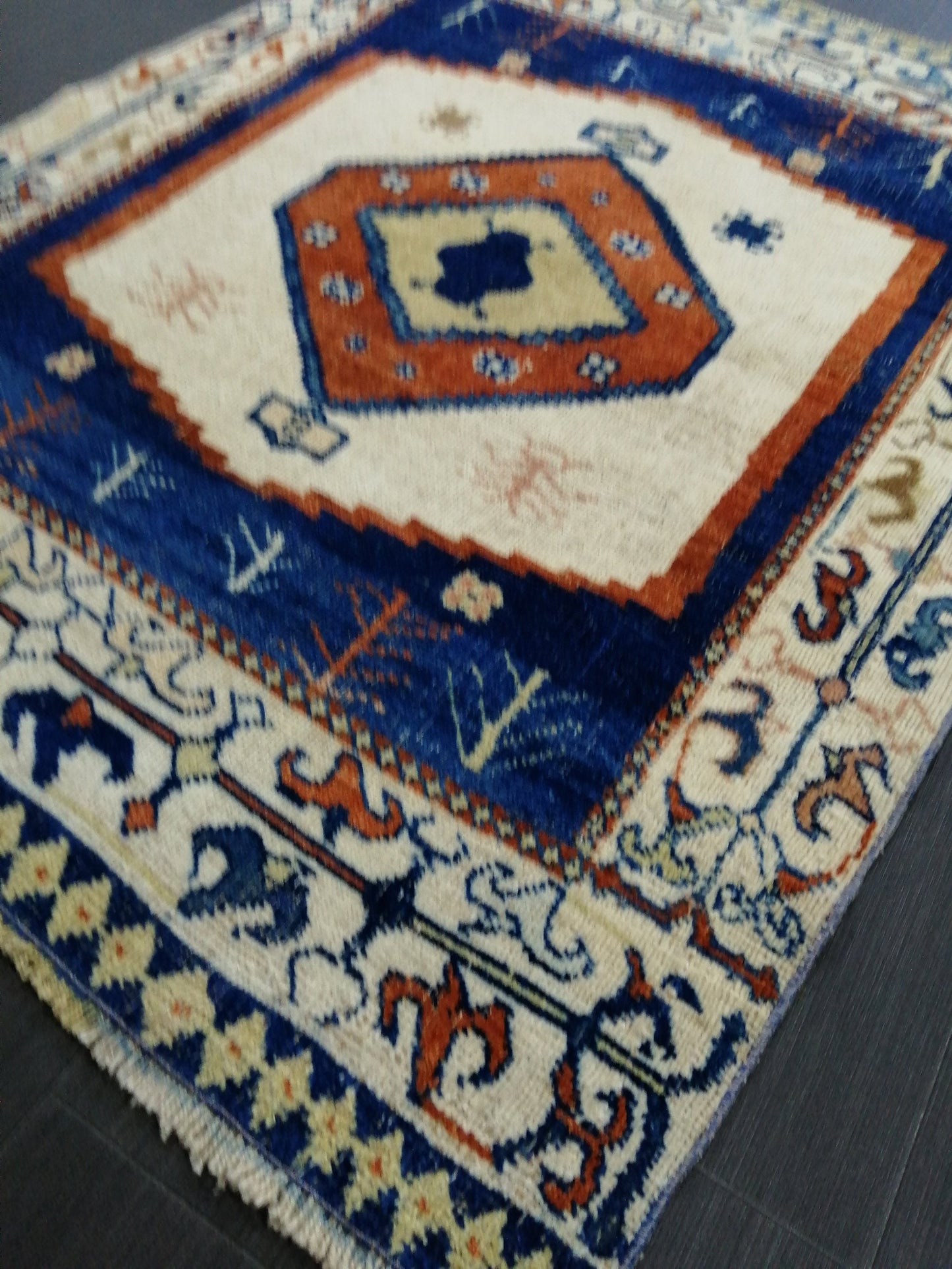 4.7 X 3.7 OUSHAK RUG TURKISH Oushak Rug Vintage Oushak Runner Rug Vintage Runner Rug Wool Oushak Rug Hand Made Rugs Vintage Turkish Rug