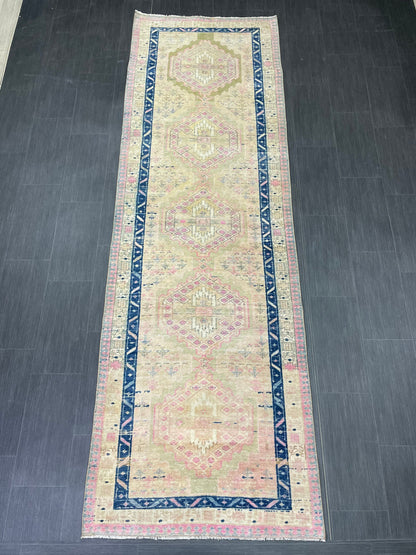 Vintage Persian Runner 3.4 x 10.6 Rug Turkish Runner Rug Handmade Runner Staircase Runner Kitchen Runner Rug Wool Runner Rug Oriental Runner