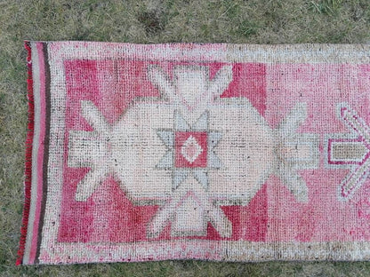 Hallway runner 2'8x10 vintage runner rug, hand made wool rug, kitchen rug, oushak rug