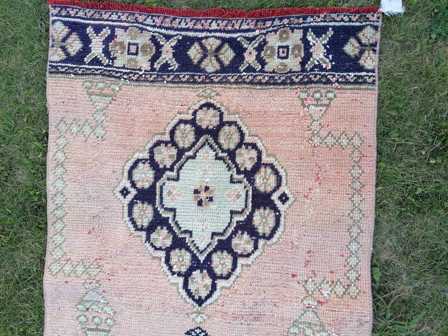 2'7x11 runner rug, vintage wool runner,pink runner rug, blue hallway runner rug kitchen runner rug wool runner rug