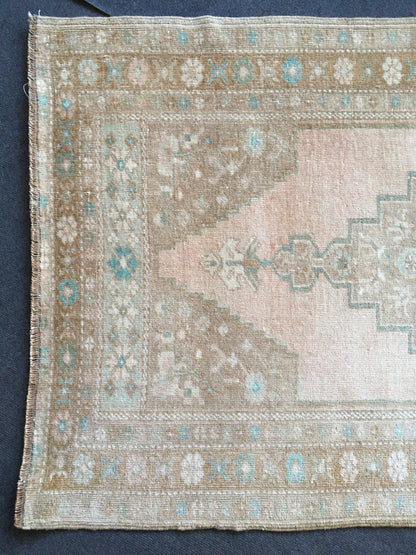 3x5 feet handmade muted turkish wool rug, vintage oushak bedroom rug, kitchen floor large rug, living room middle area rug,bohem natural rug