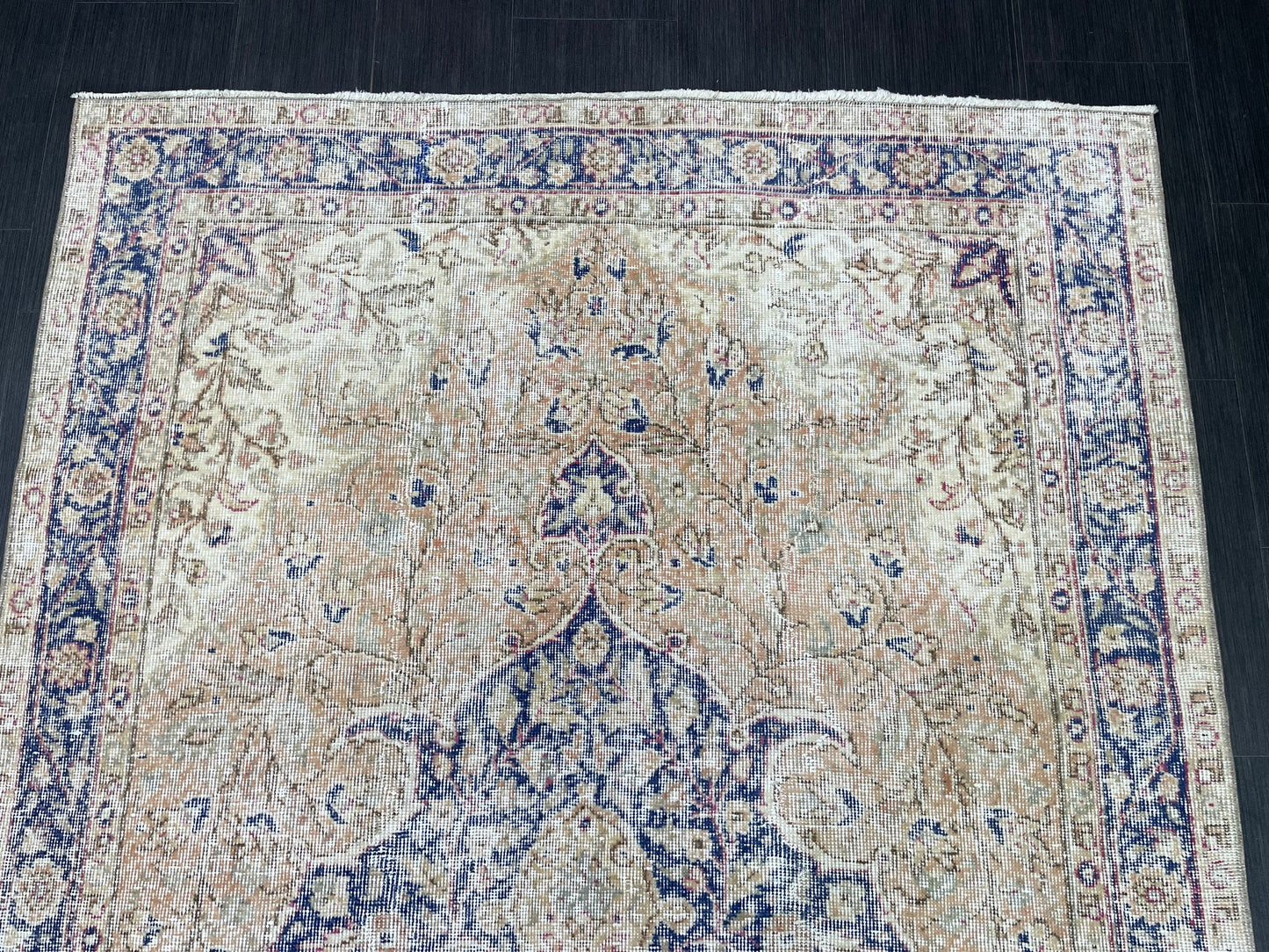 Persian RUG Vintage TURKISH 5 x 8.7 Rug Blue Vintage Rug Wool Oushak Rug Handmade Rug Hand Knotted Rug Natural Wool Rug