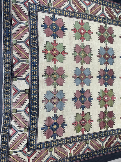 Vintage OUSHAK RUG, TURKISH 8.5 x 13.3 Rug, Large Persian Rug, Vintage Oriental Rug, Vintage Handmade Rug, Blue Wool Rug