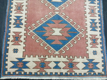 4.8 X 3  Vintage Oushak Runner Rug Vintage Runner Rug Wool Oushak Rug 5X3 Hand Made Rugs Vintage Turkish Rug